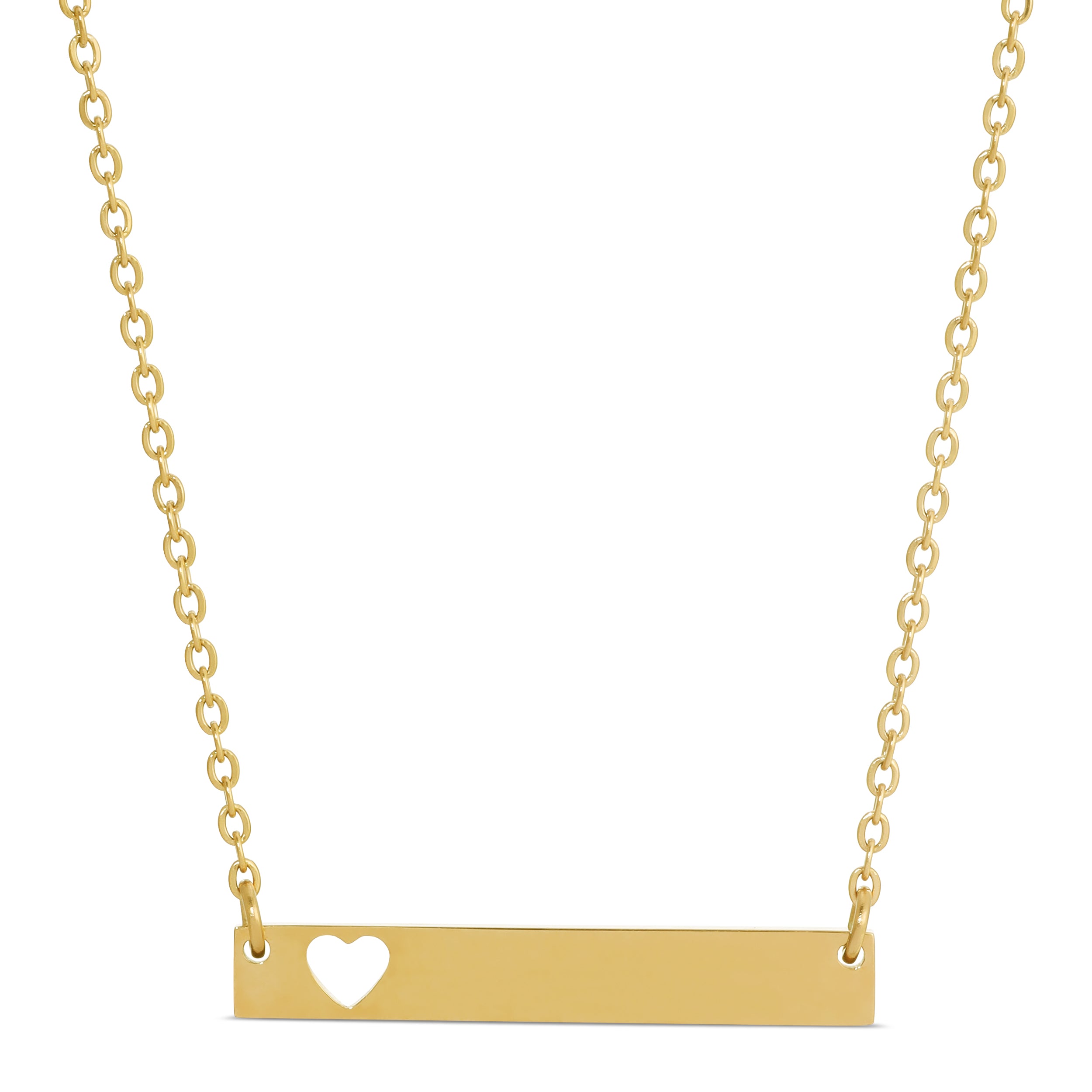 Heart Cut Out Engravable Bar Necklace