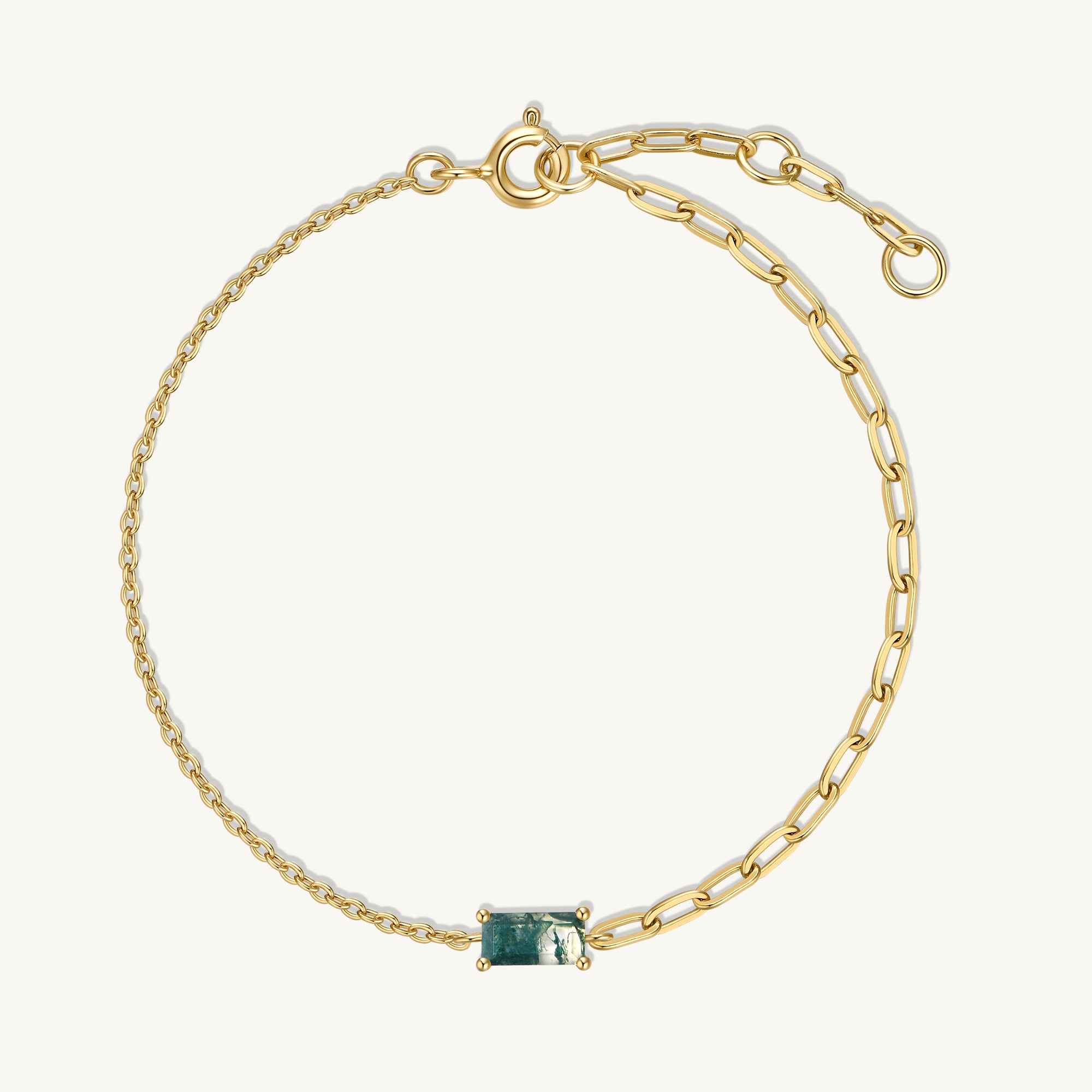 Asymmetrical Green Stone Bracelet