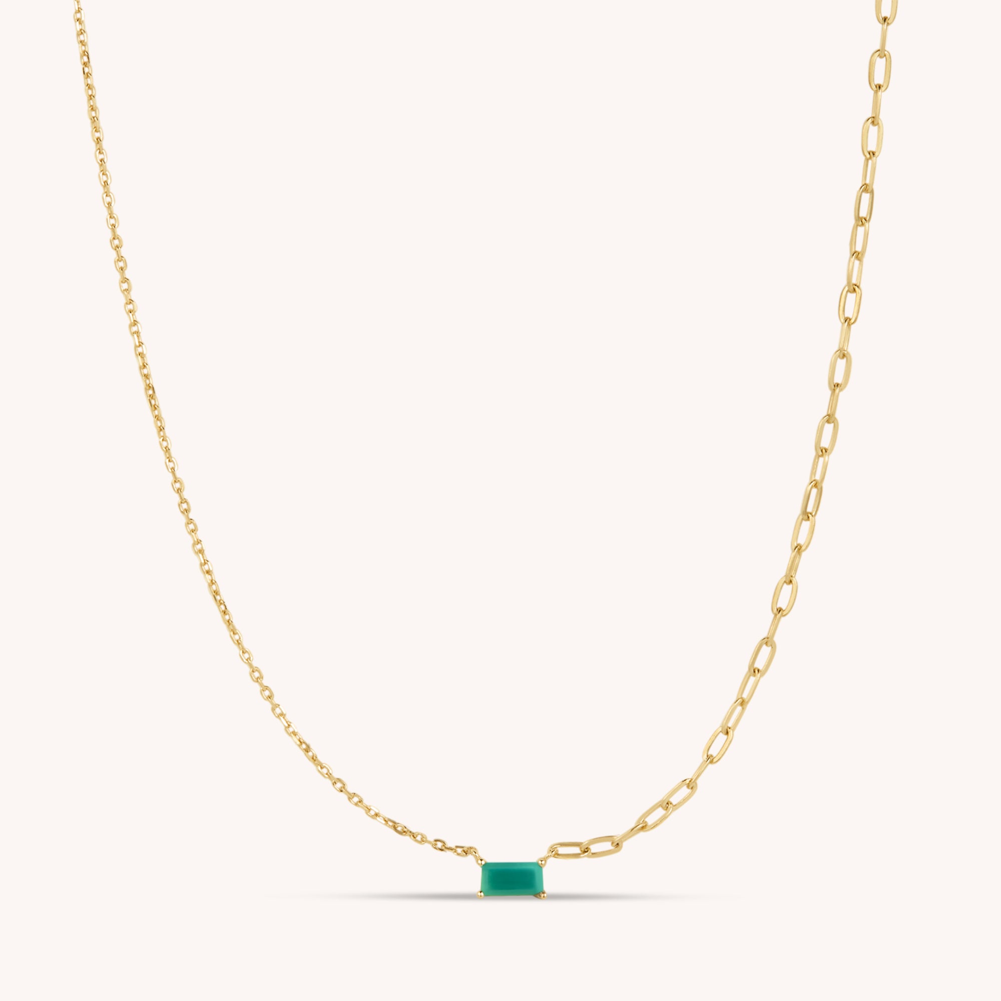 Asymmetrical Green Stone Necklace