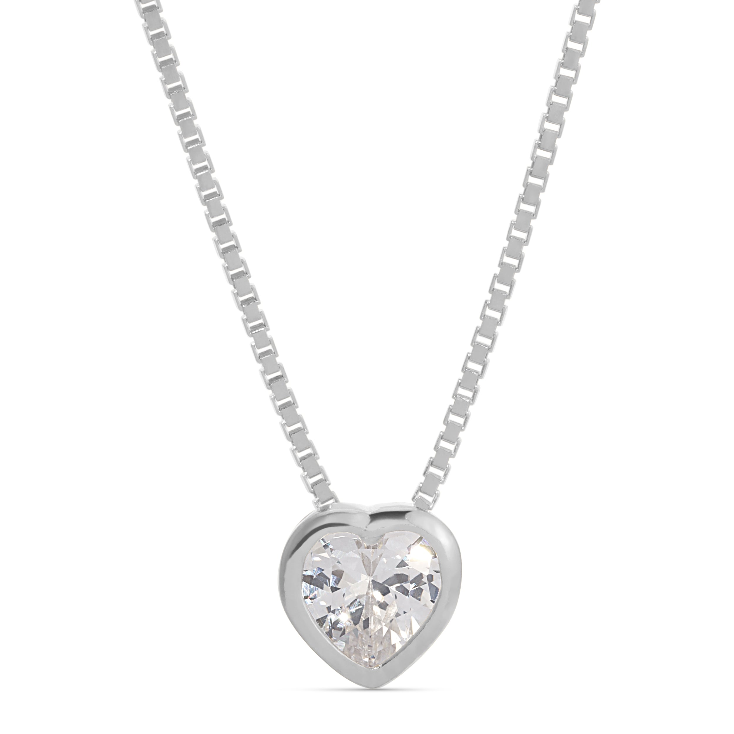 Small Heart CZ Pendant Necklace