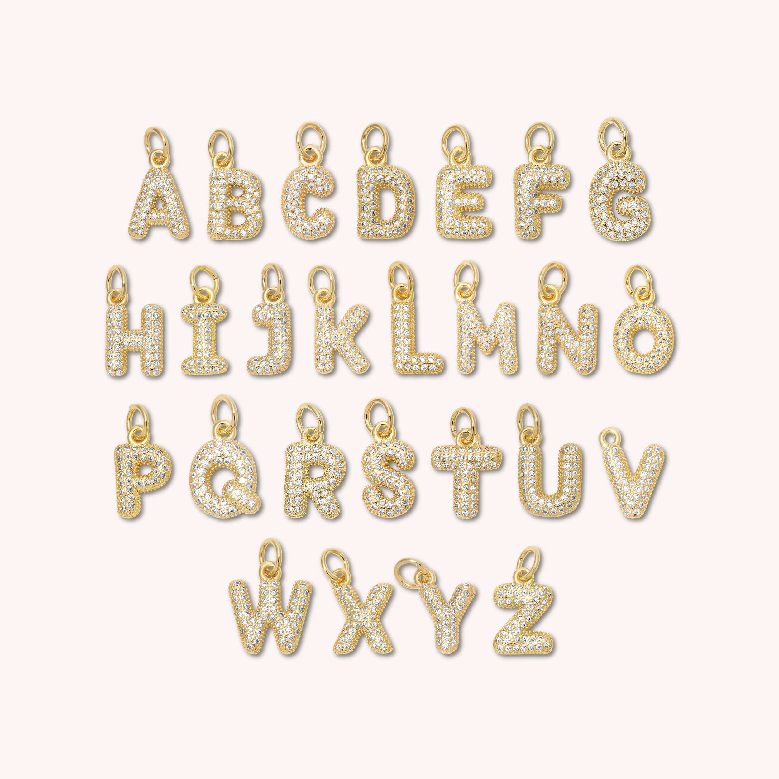 Medium CZ Bubble Letter Necklace