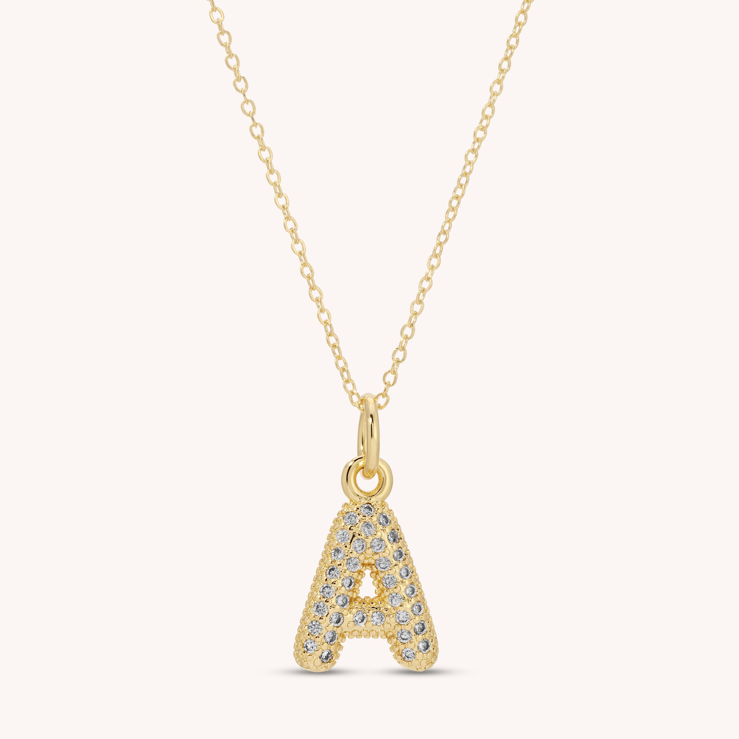 Medium CZ Bubble Letter Necklace