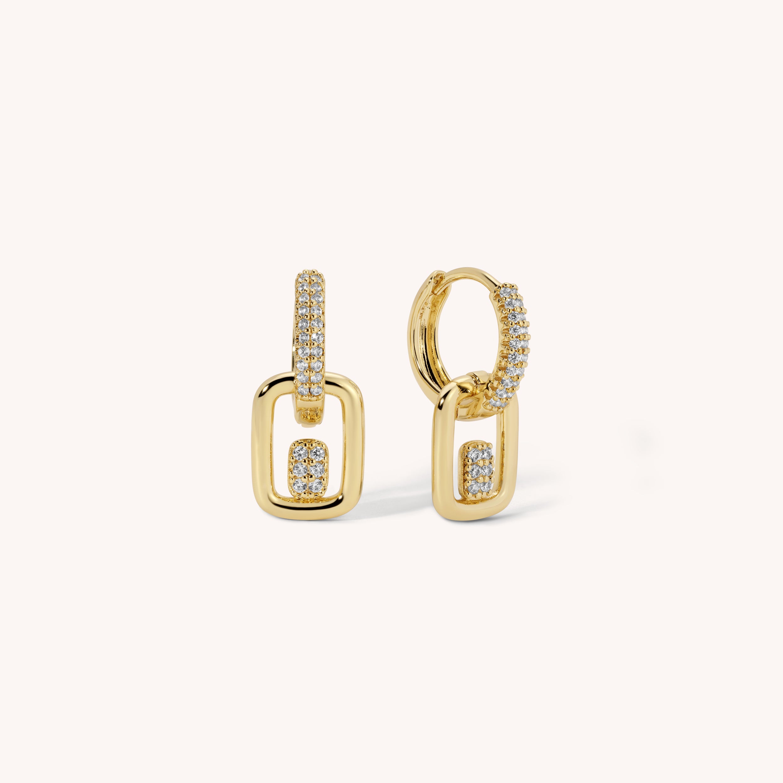 Square Dangle CZ Huggies