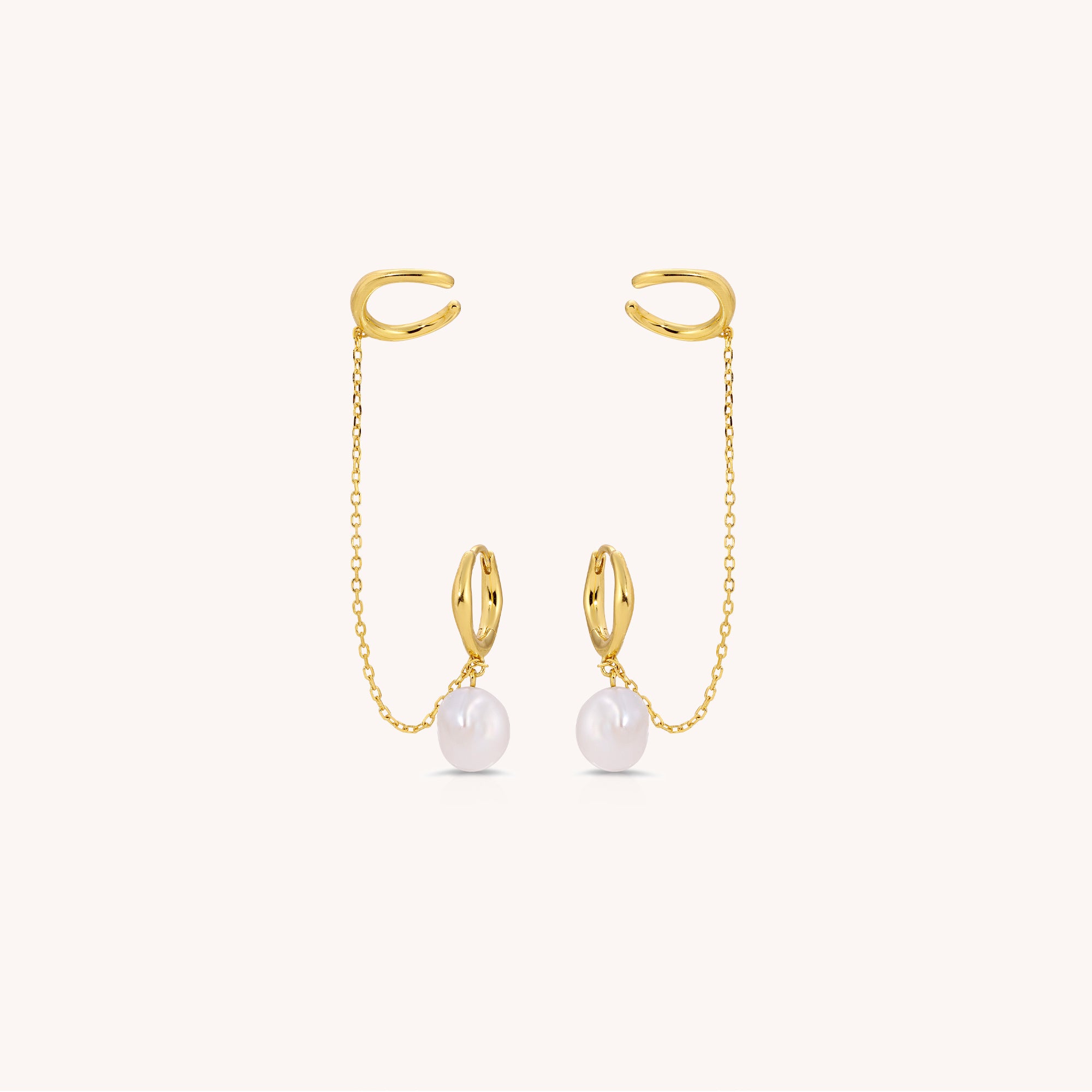 Pearl Huggies with Ear Cuffs