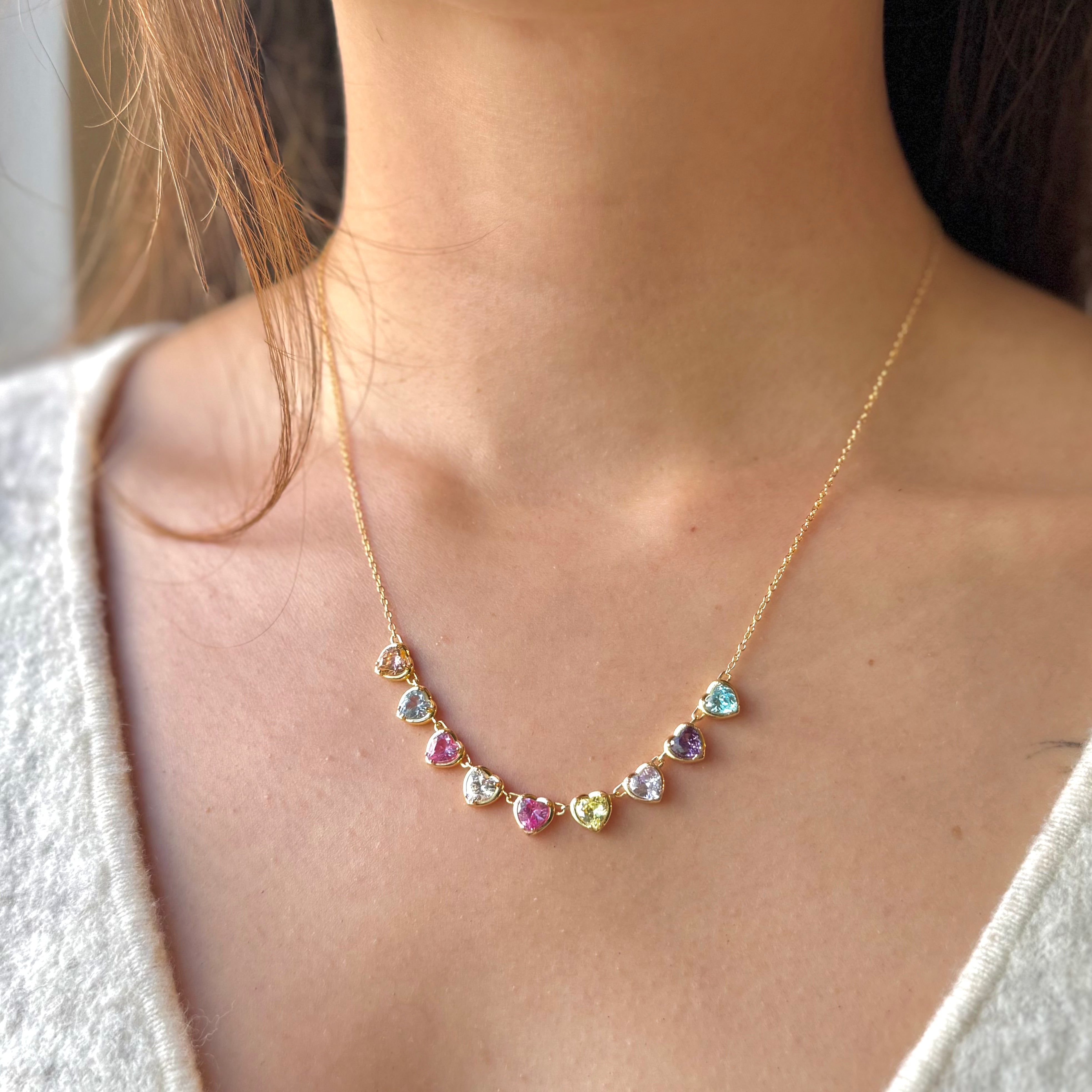 Baby Gem Heart Strand Necklace