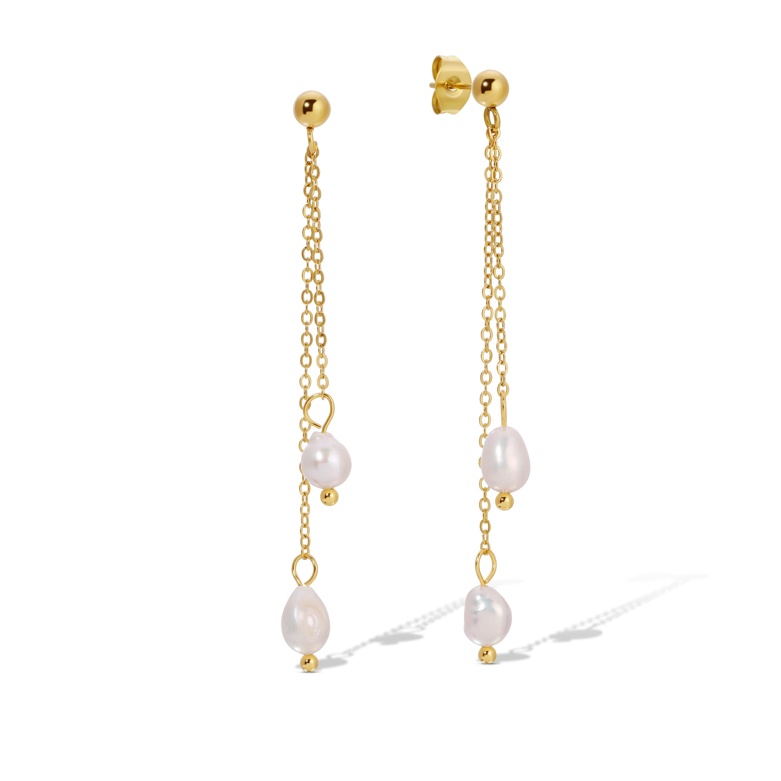 Stainless Steel Pearl Dangle Earrings