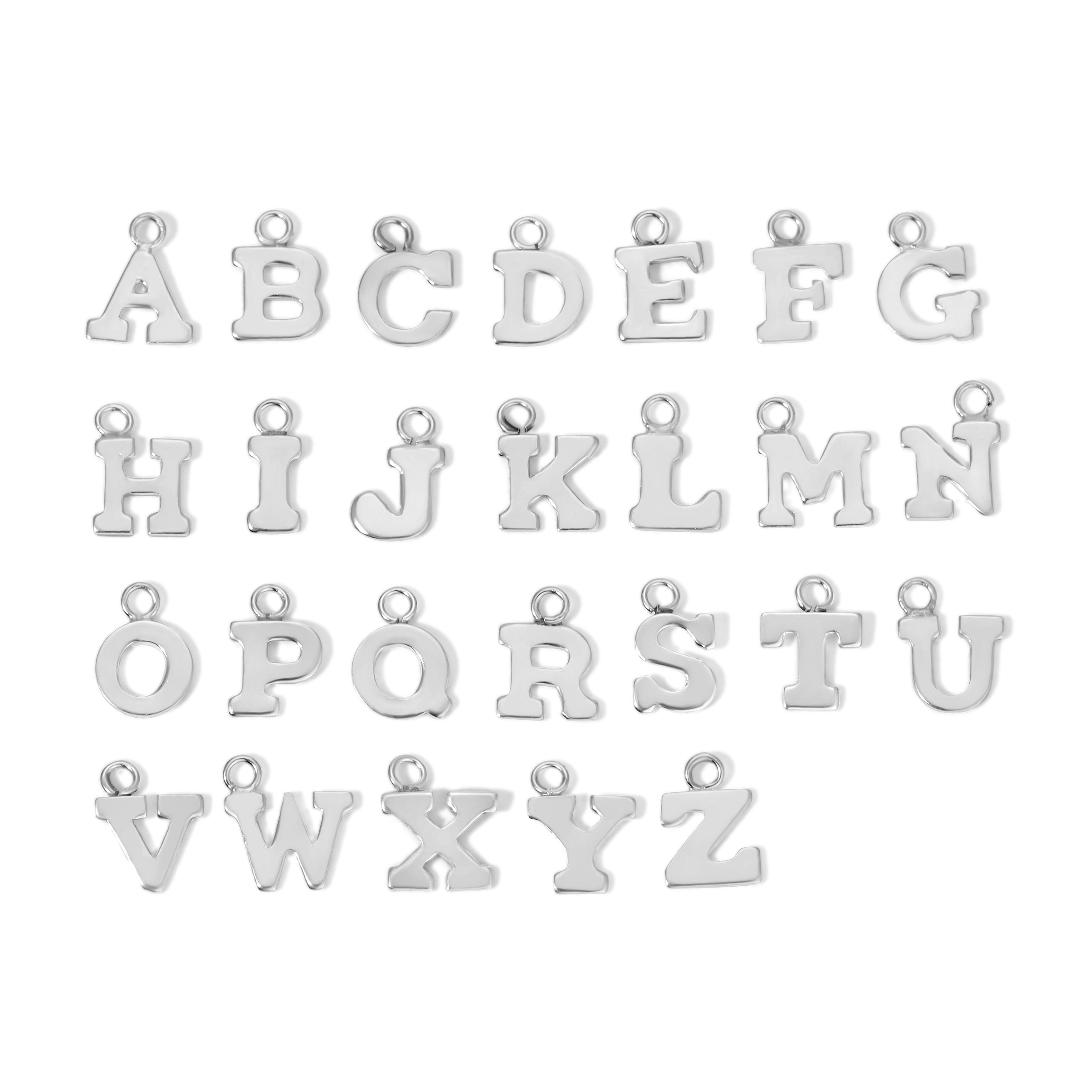 Sterling Silver Block Letter Initial Charm