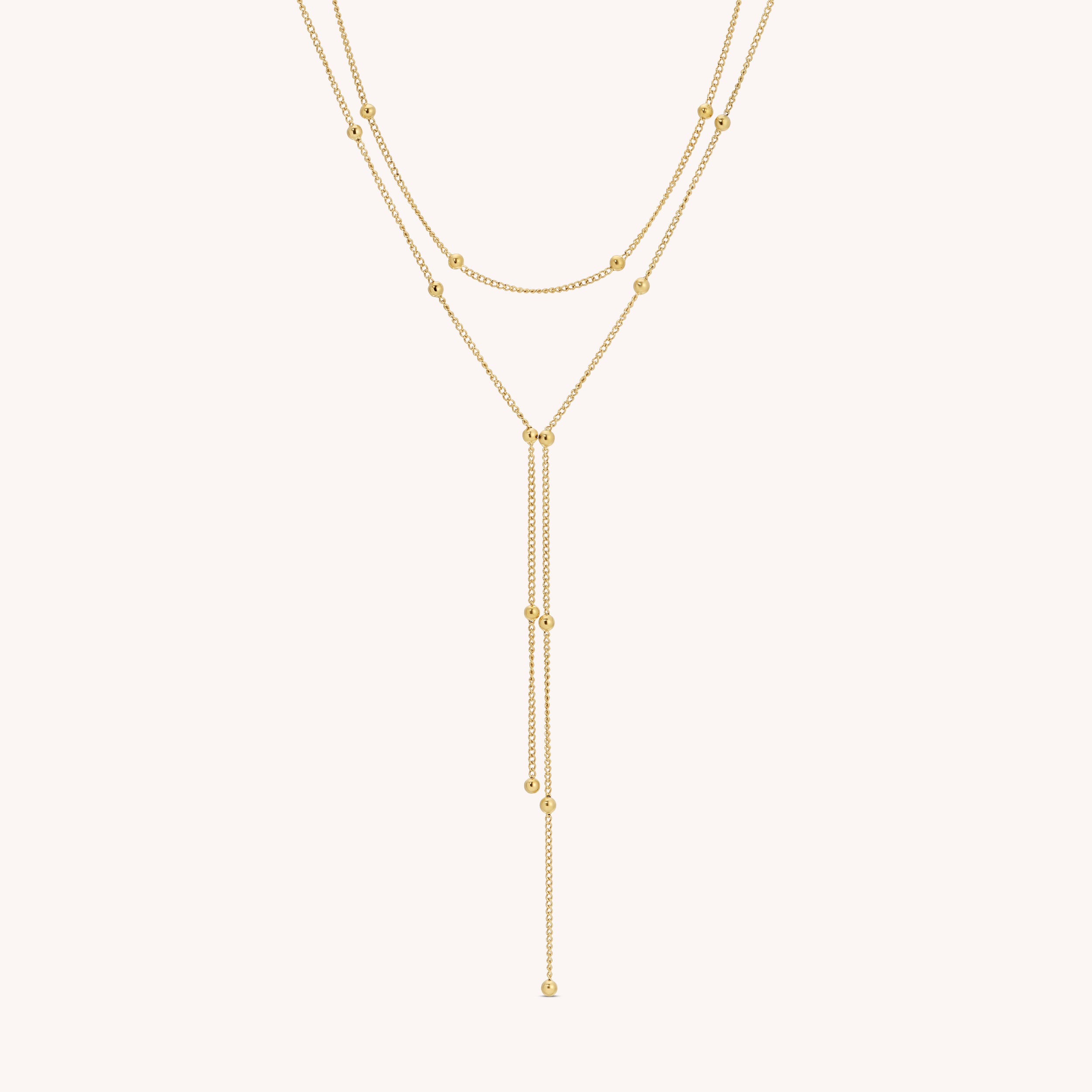Beaded Double Chain Lariat Necklace