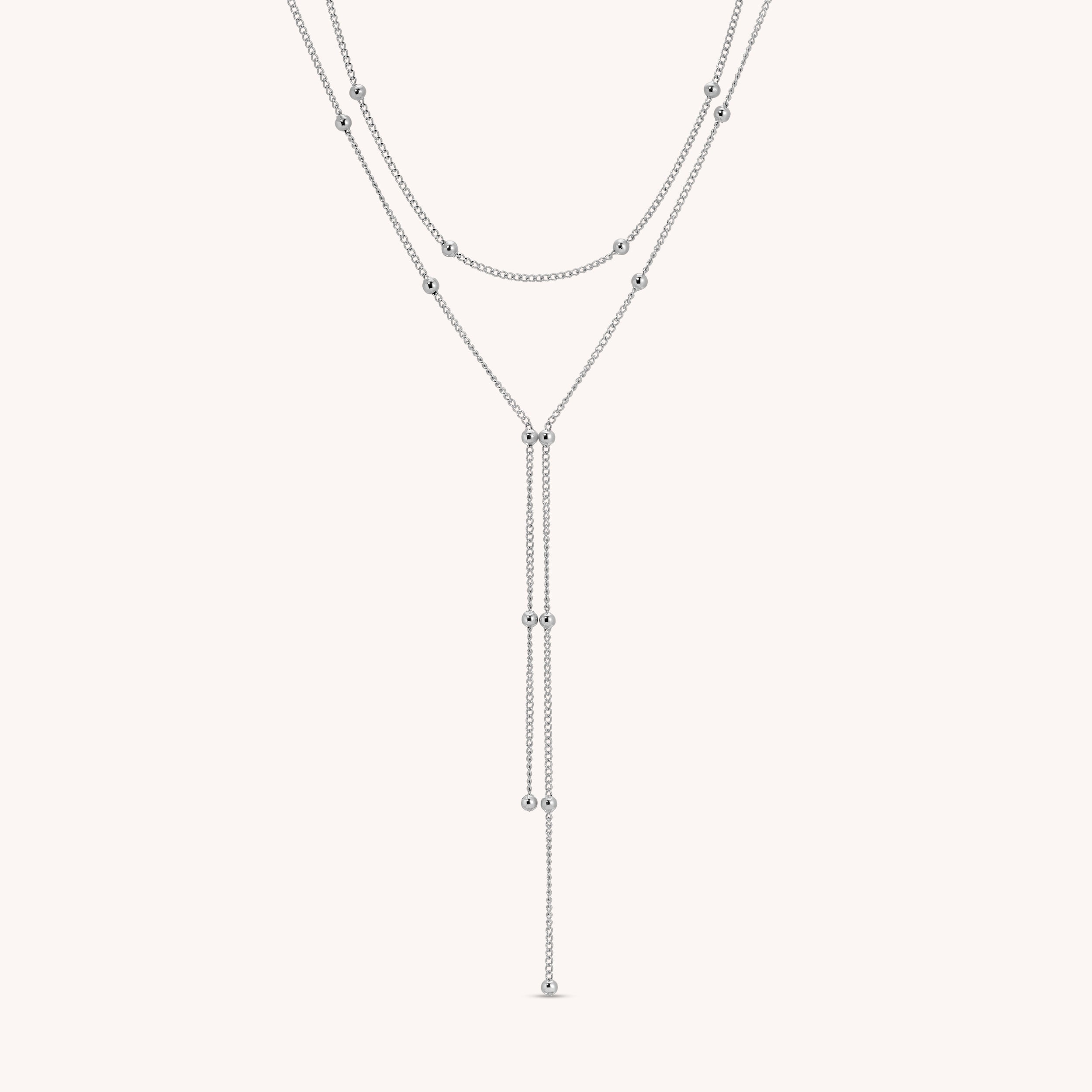 Beaded Double Chain Lariat Necklace