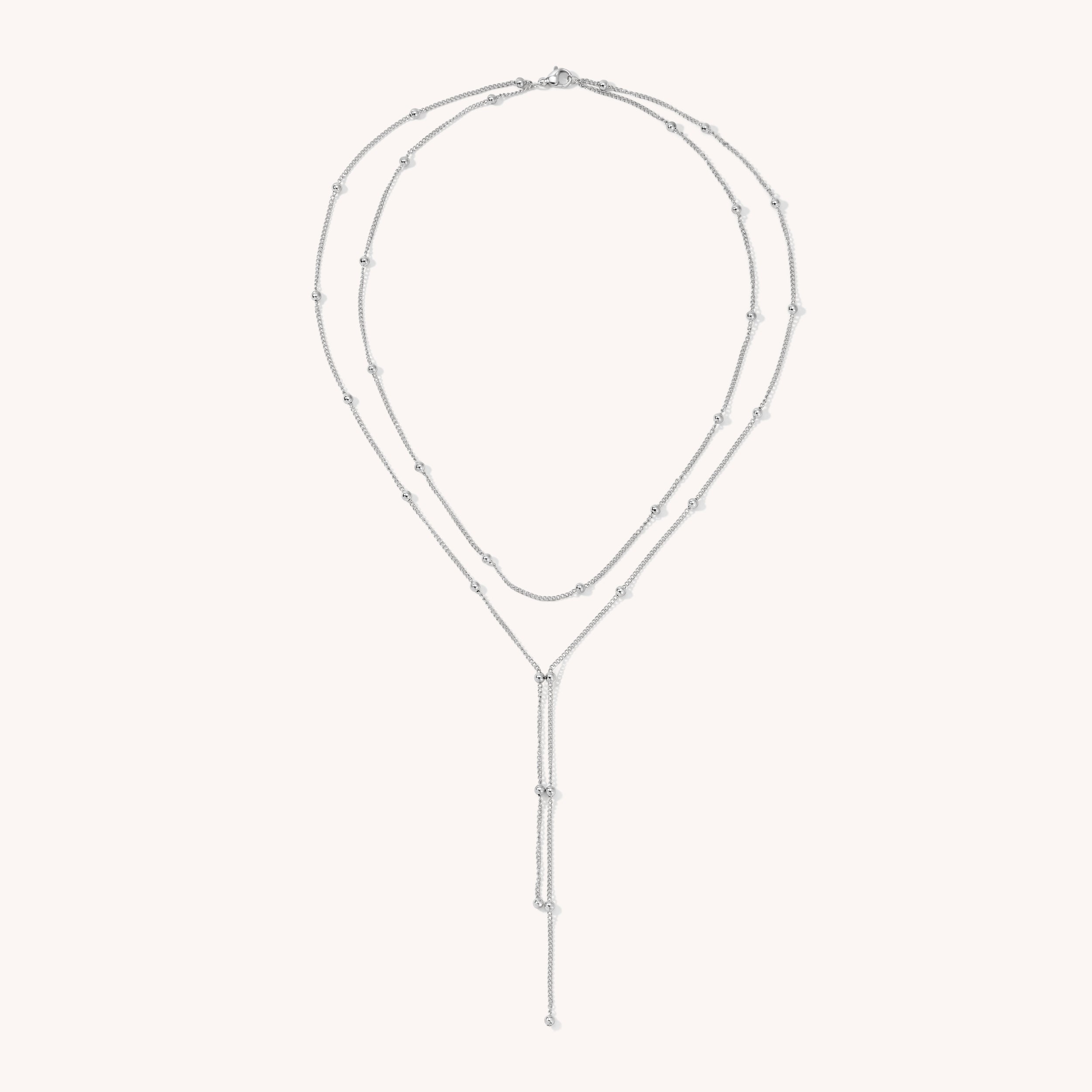 Beaded Double Chain Lariat Necklace