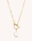Pearl Paperclip Toggle Clasp Necklace