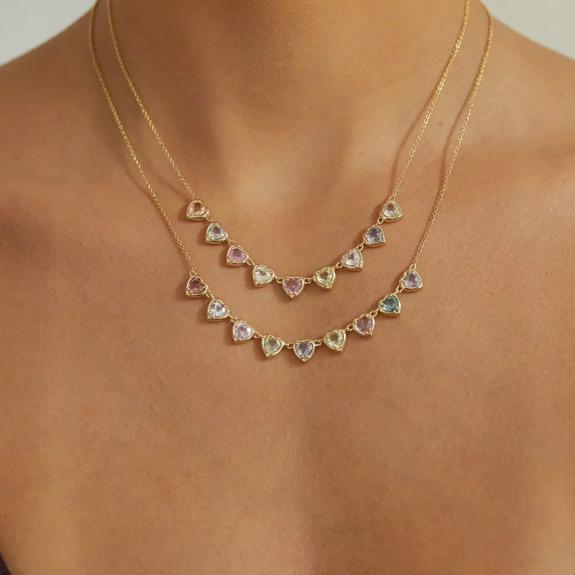 Baby Gem Heart Strand Necklace