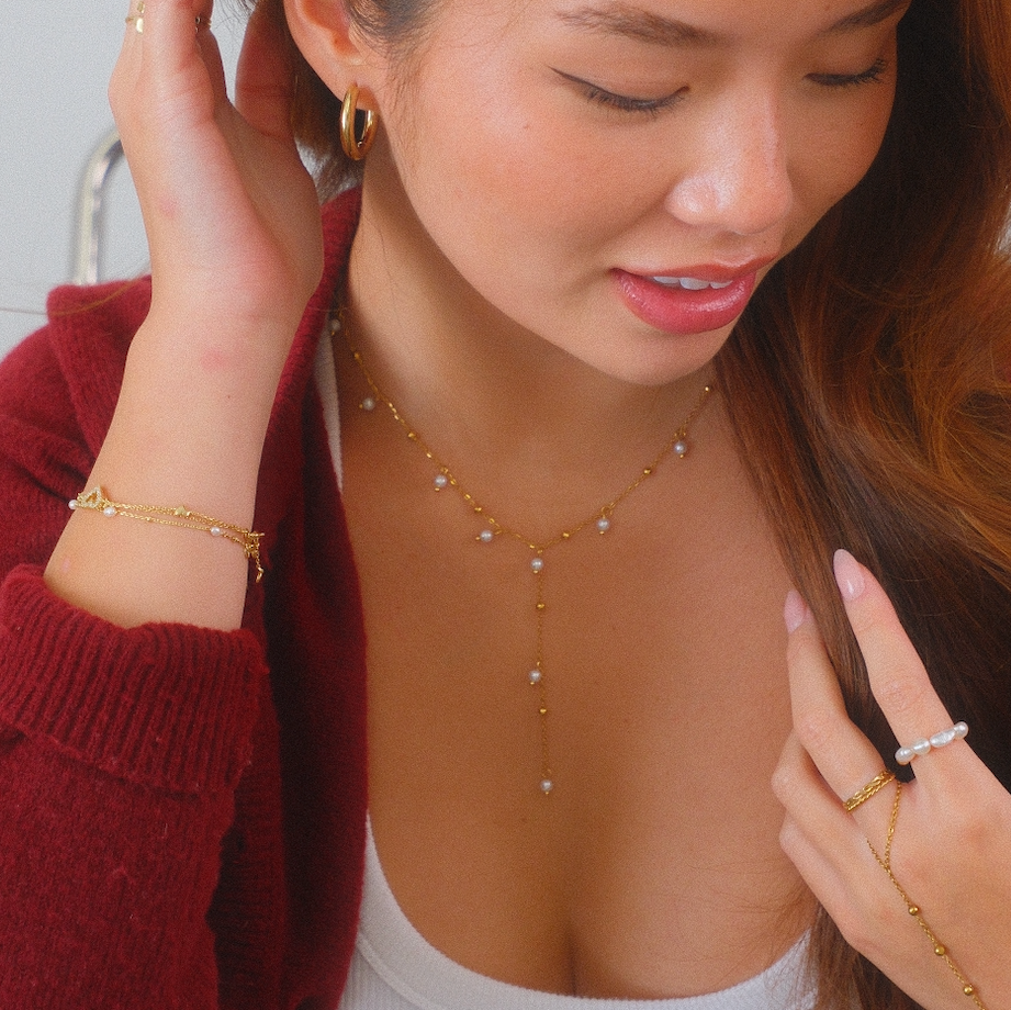 Faux Pearl Lariat