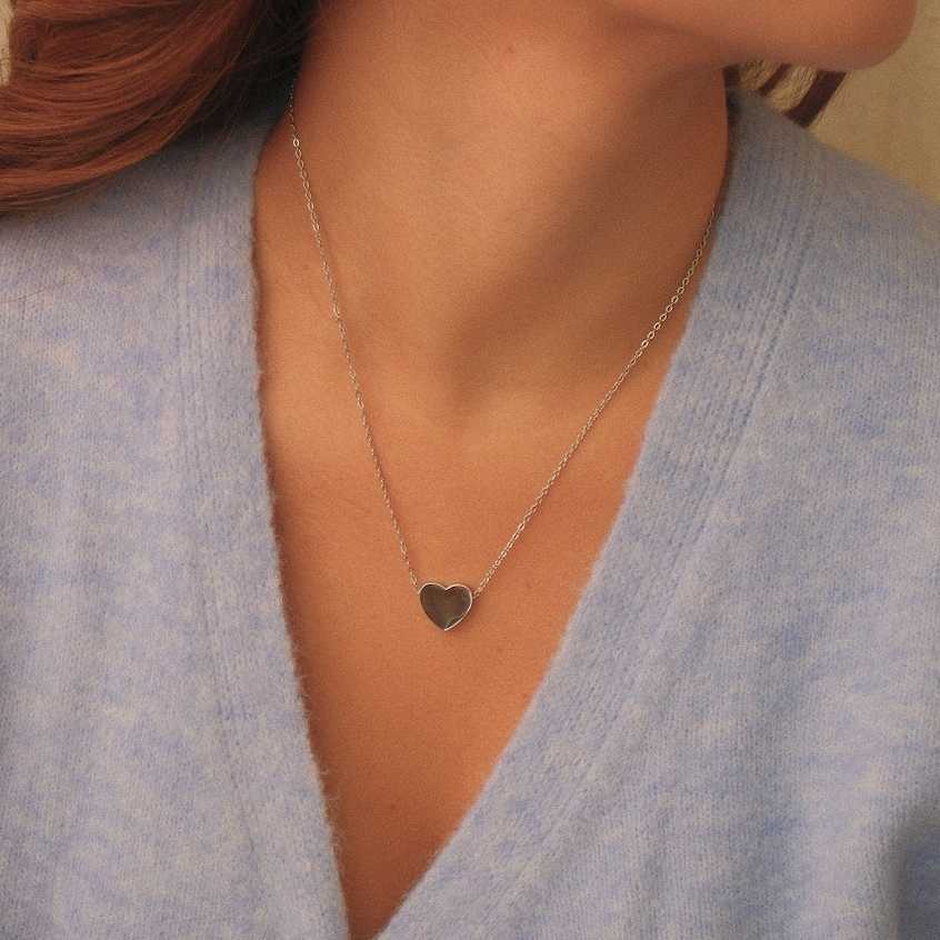 Stainless Steel Engravable Heart Pendant Necklace