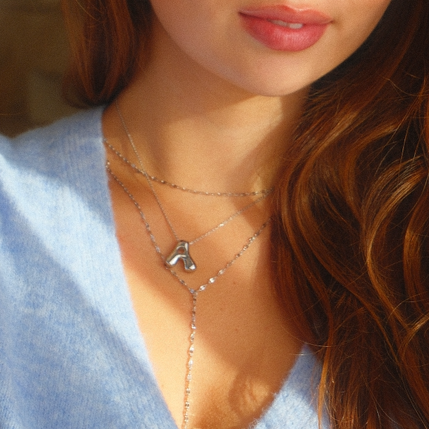 Medium Wavy Bubble Letter Necklace