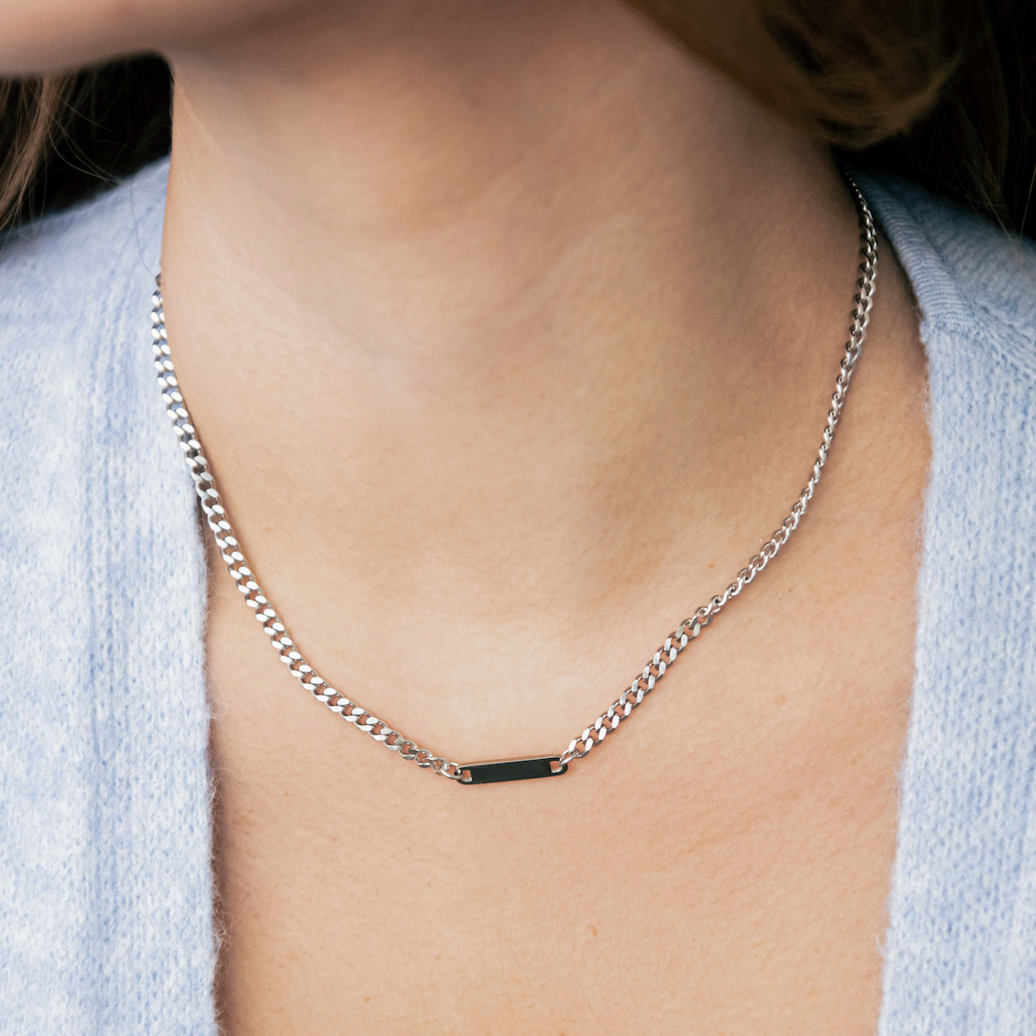 Stainless Steel Engravable Cuban Chain Necklace