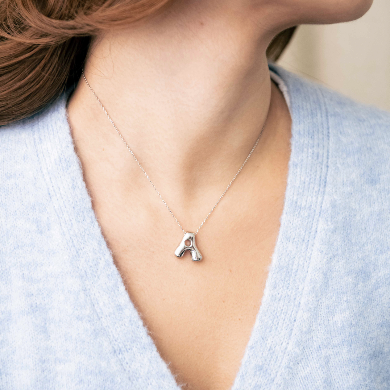 Medium Wavy Bubble Letter Necklace