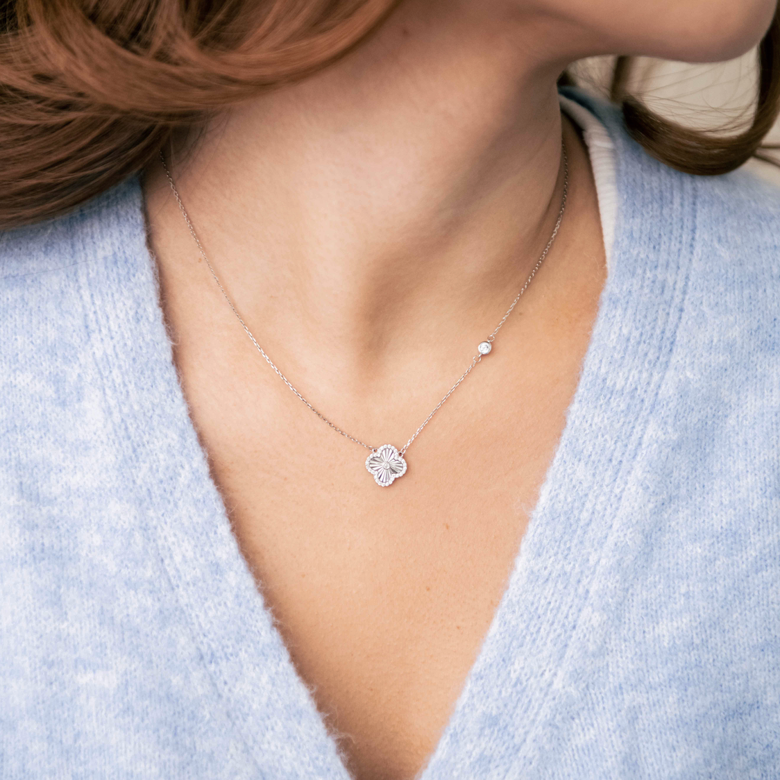 Diamond Cut Clover Necklace