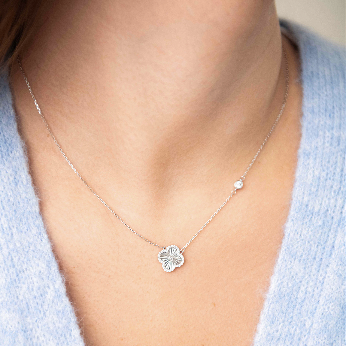 Diamond Cut Clover Necklace
