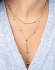 Beaded Double Chain Lariat Necklace