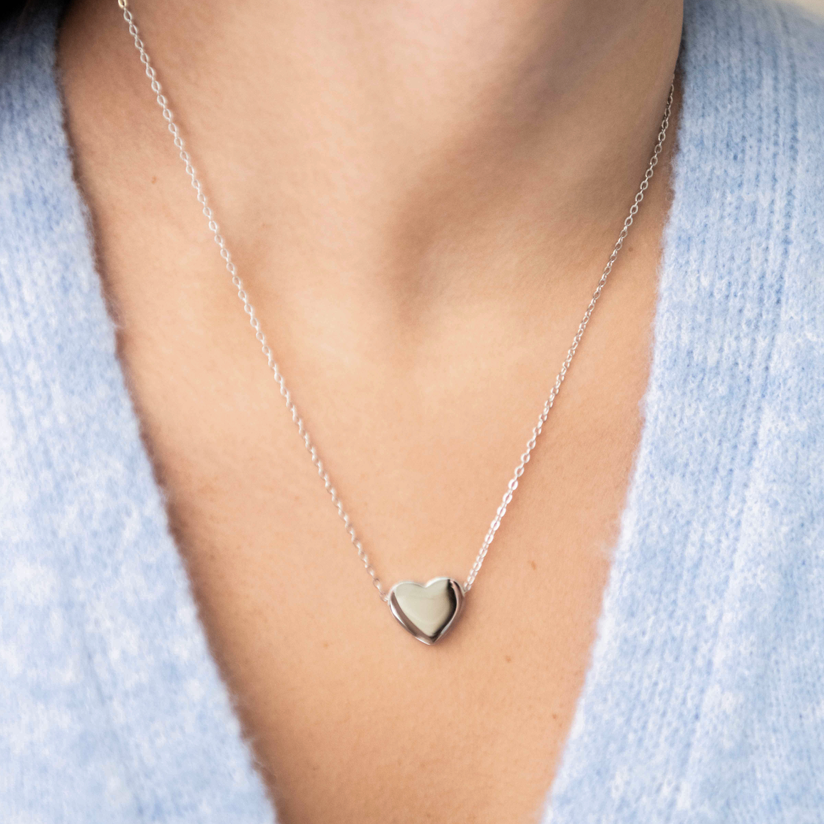 Stainless Steel Engravable Heart Pendant Necklace