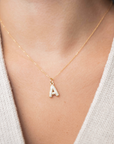 Medium CZ Bubble Letter Necklace