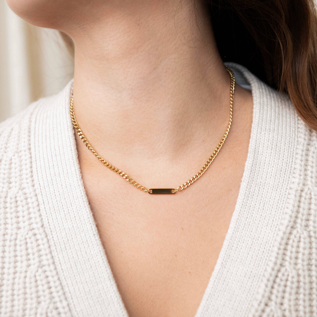 Stainless Steel Engravable Cuban Chain Necklace