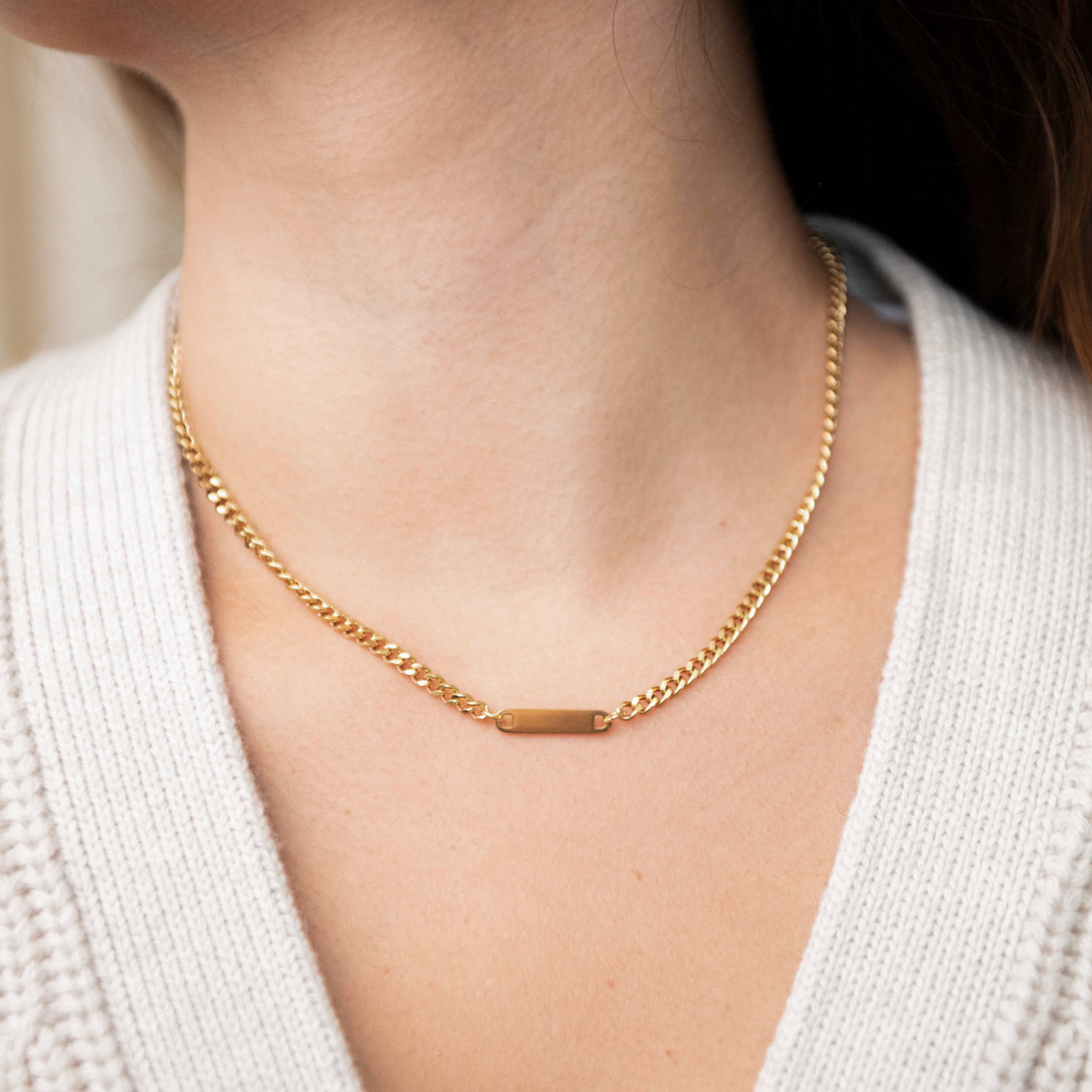 Stainless Steel Engravable Cuban Chain Necklace