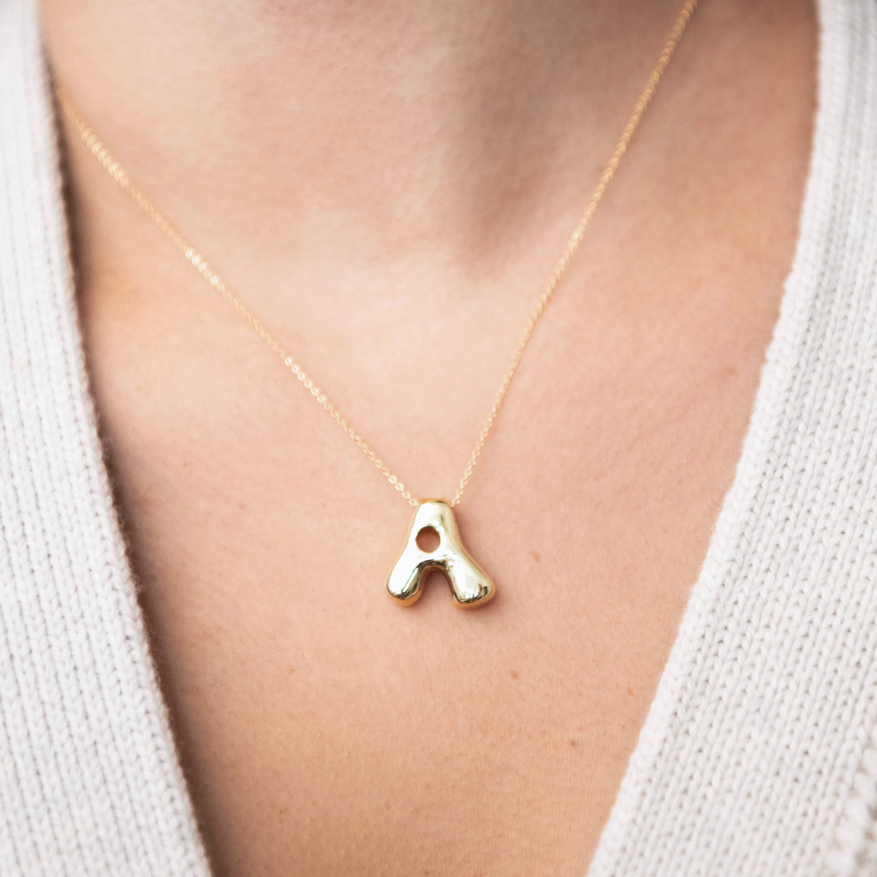 Medium Wavy Bubble Letter Necklace