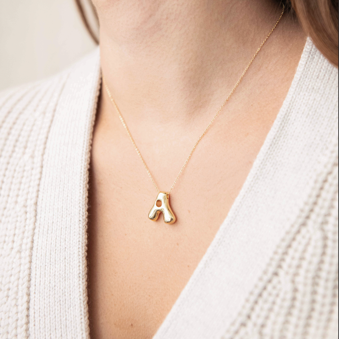 Medium Wavy Bubble Letter Necklace