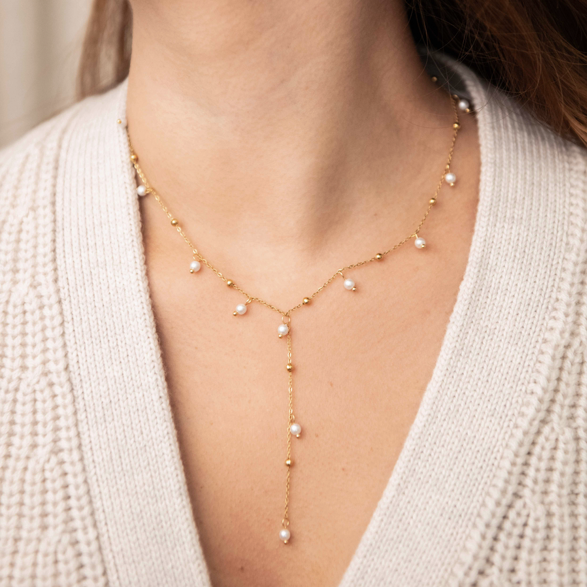 Faux Pearl Lariat