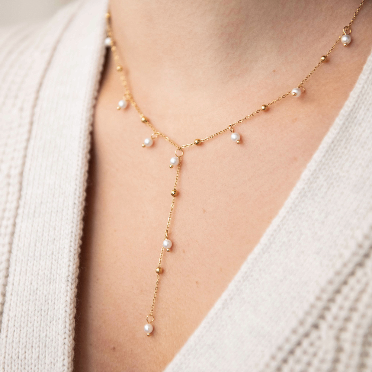 Faux Pearl Lariat