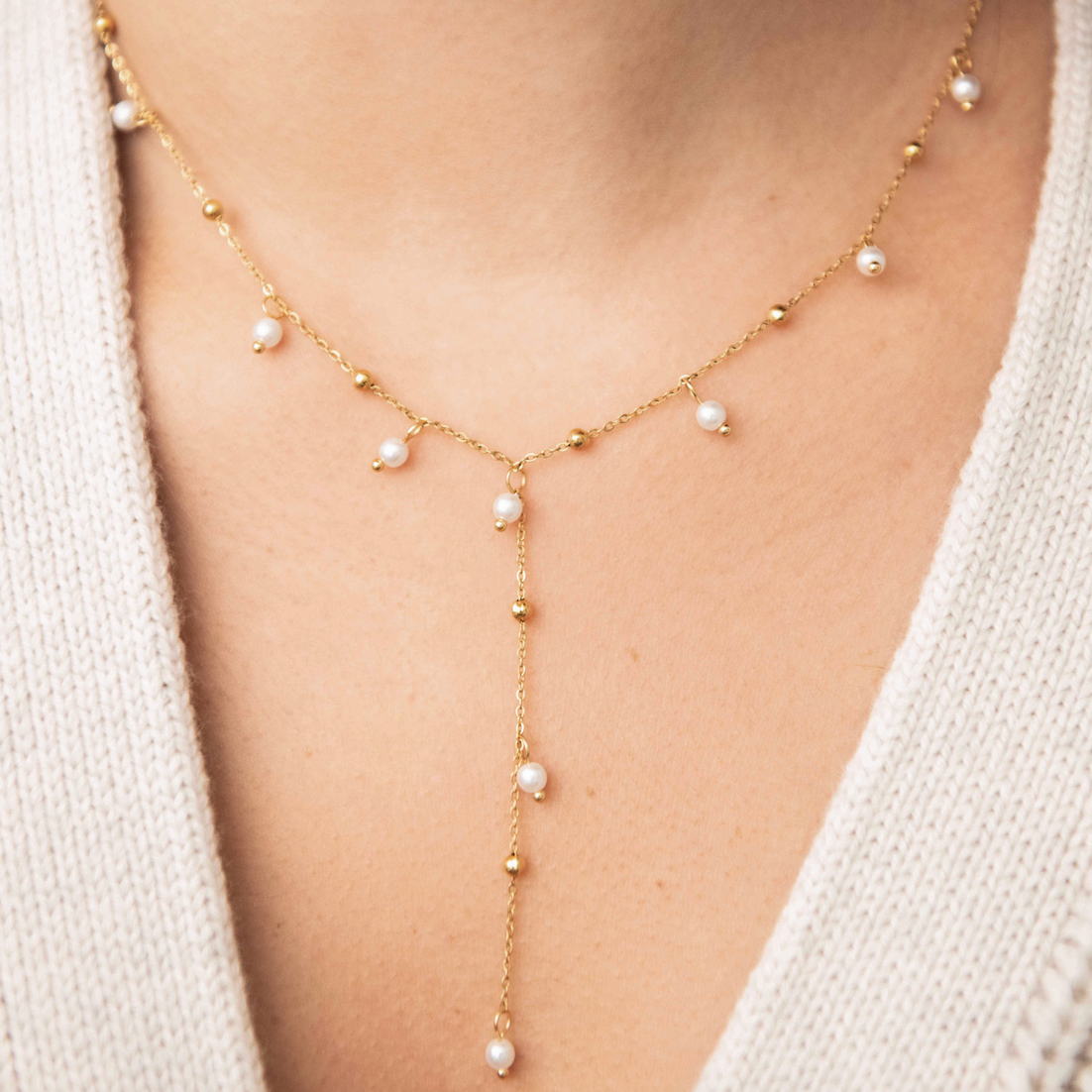 Faux Pearl Lariat