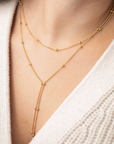 Beaded Double Chain Lariat Necklace