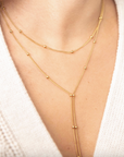 Beaded Double Chain Lariat Necklace