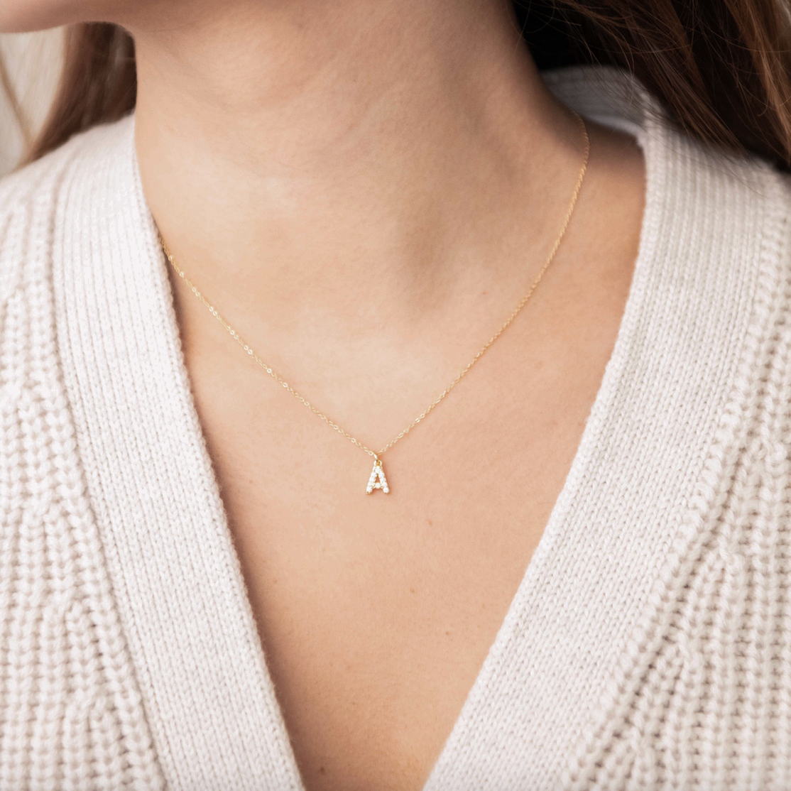 Medium CZ Letter Necklace