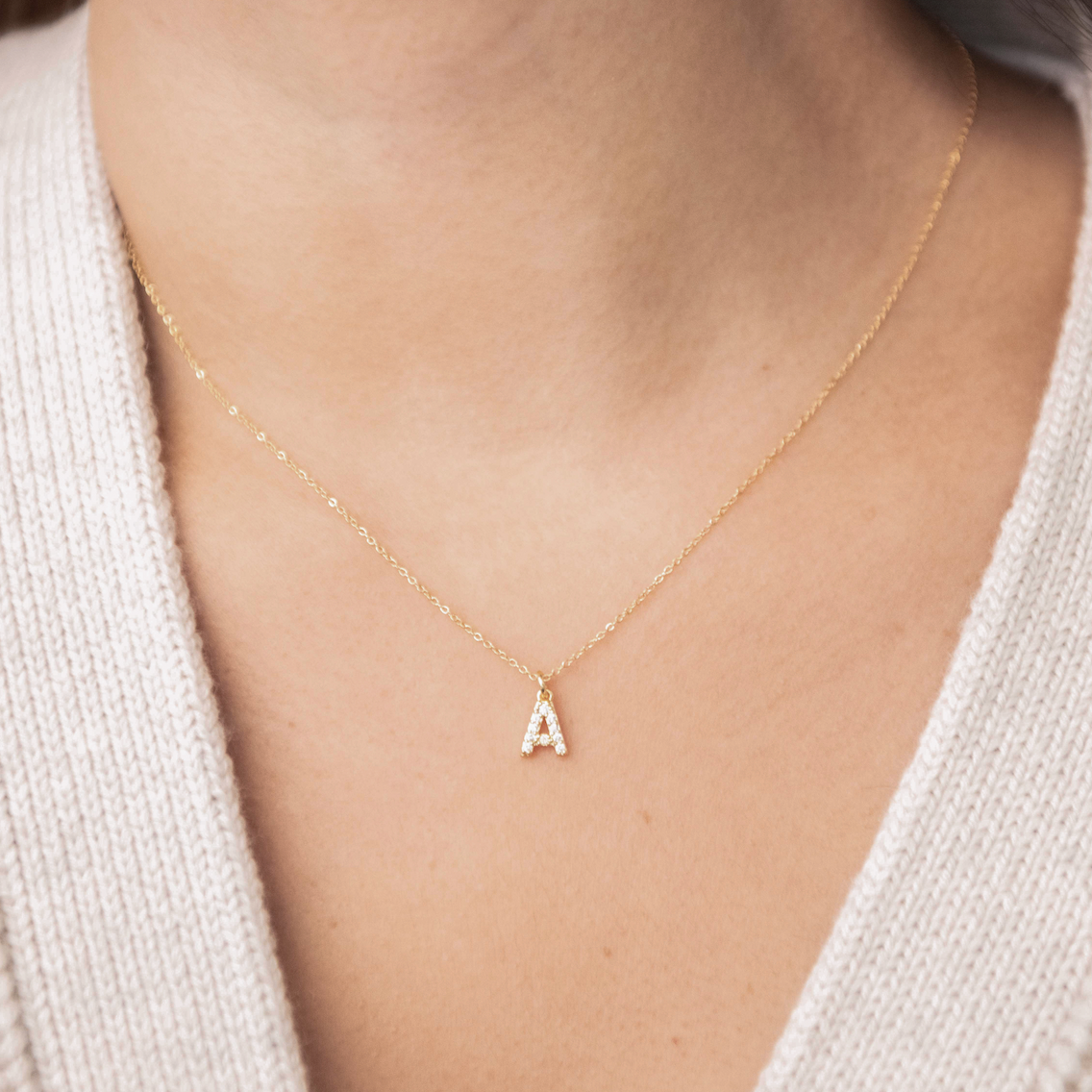 Medium CZ Letter Necklace