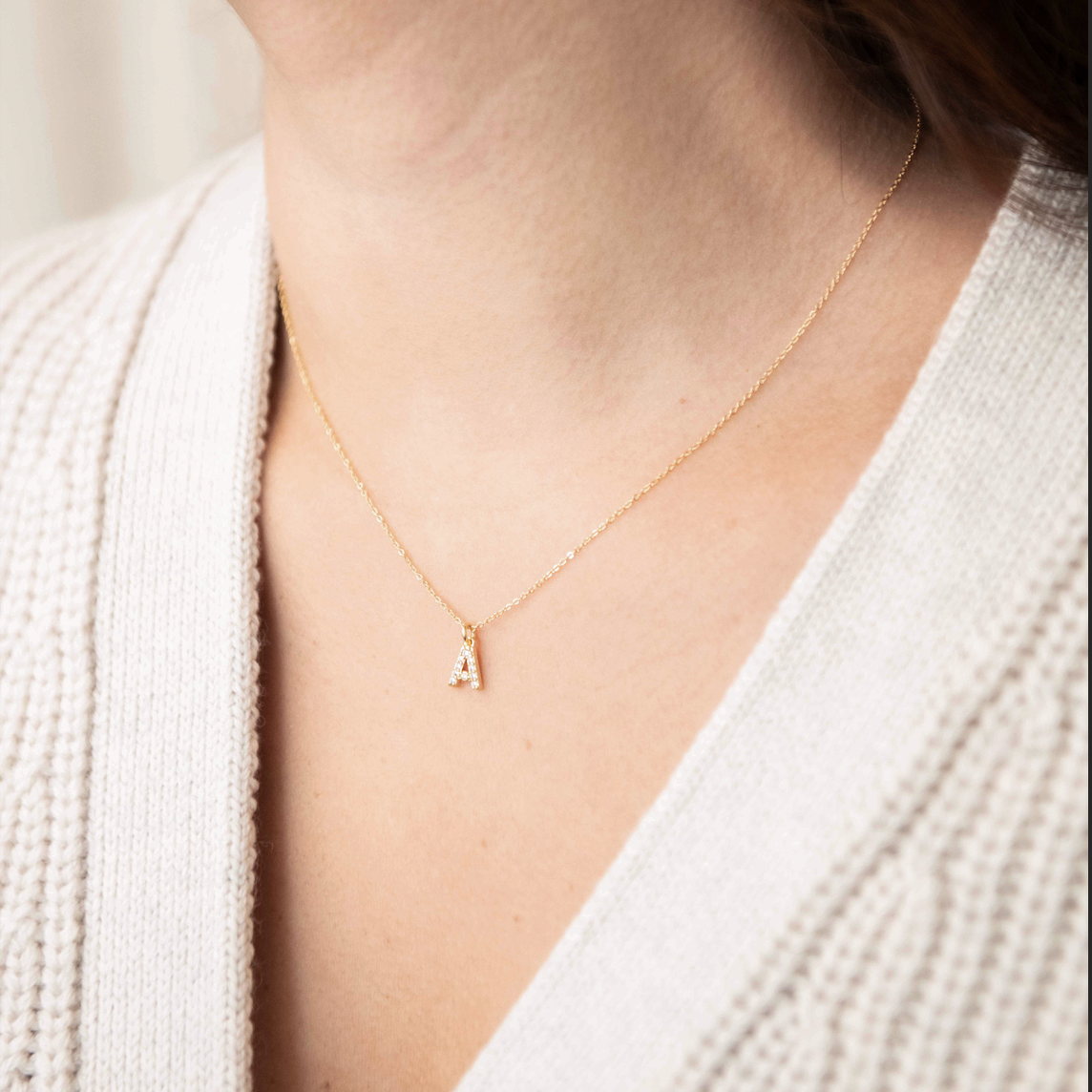 Medium CZ Letter Necklace