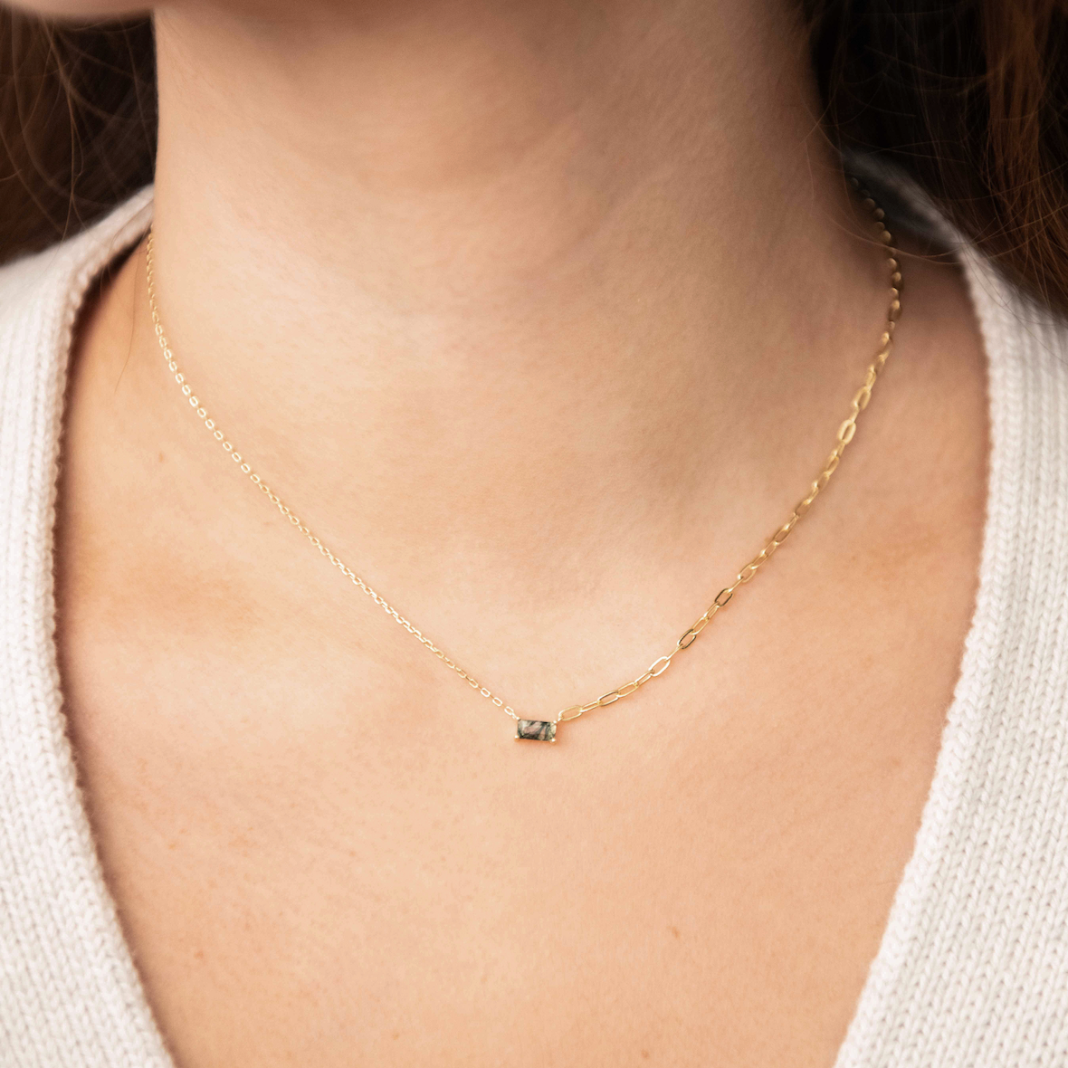 Asymmetrical Green Stone Necklace