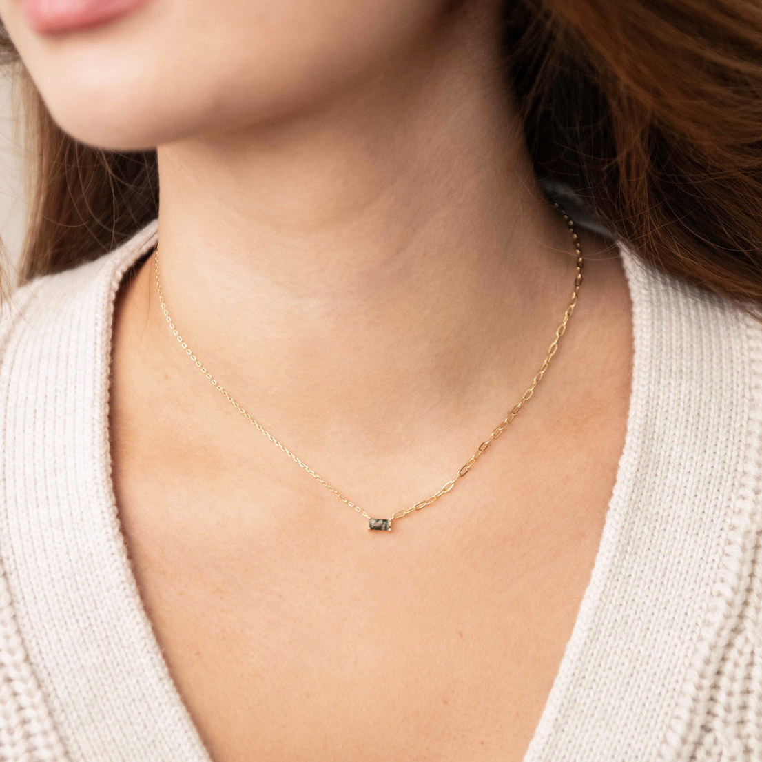 Asymmetrical Green Stone Necklace