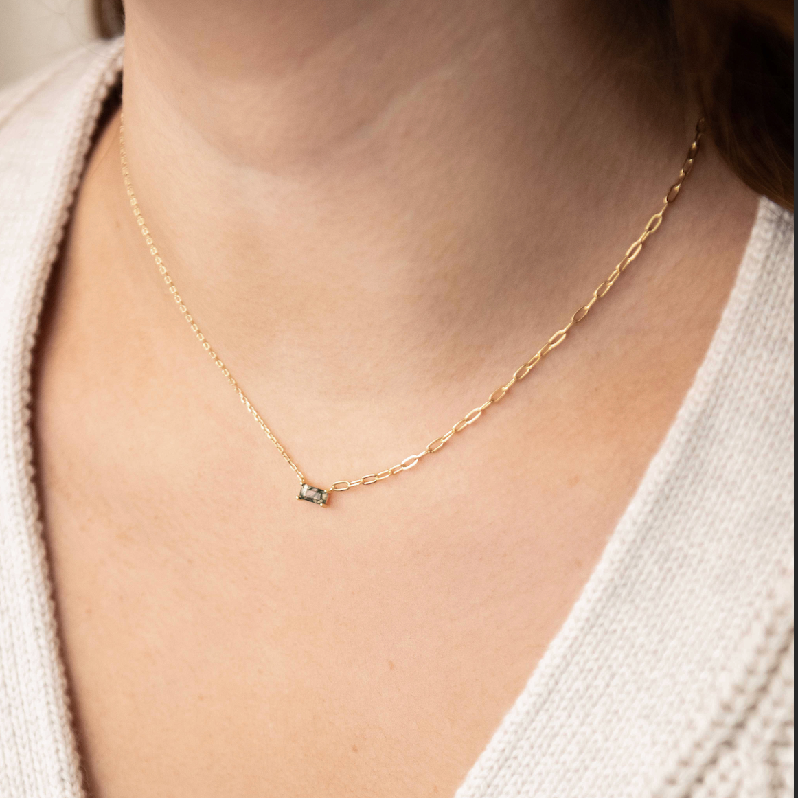 Asymmetrical Green Stone Necklace
