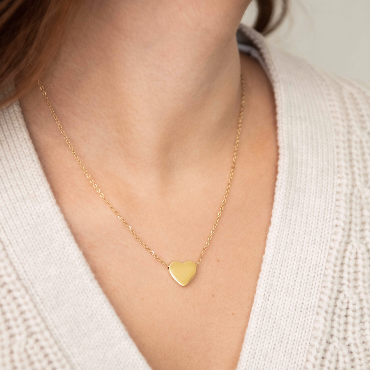 Stainless Steel Engravable Heart Pendant Necklace