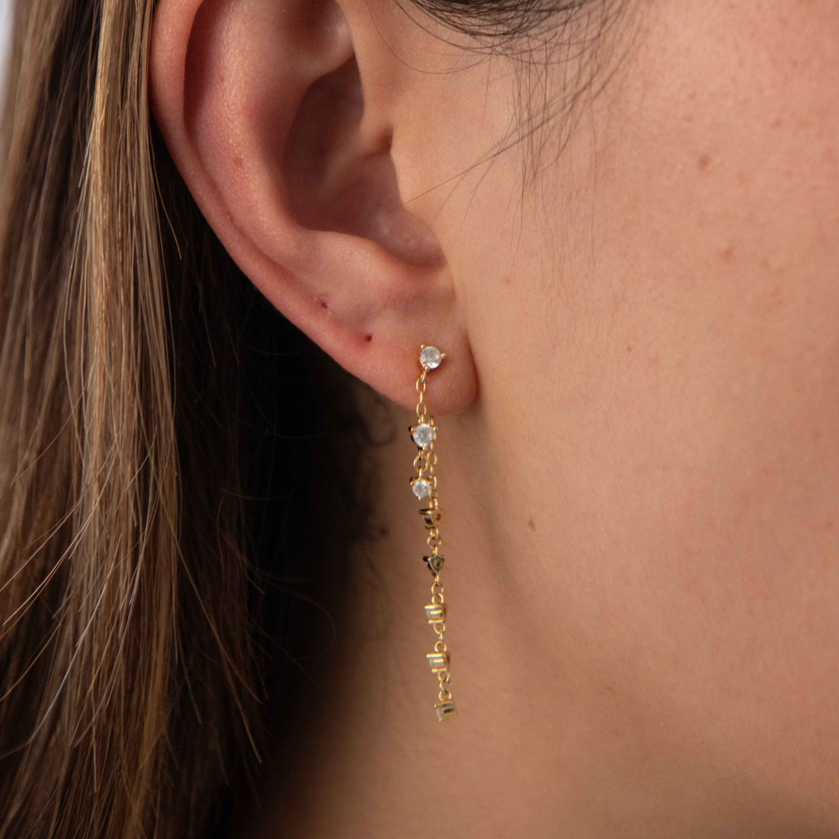 Dangle CZ Chandelier Studs