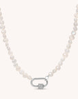 CZ Lock Clasp Pearl Necklace