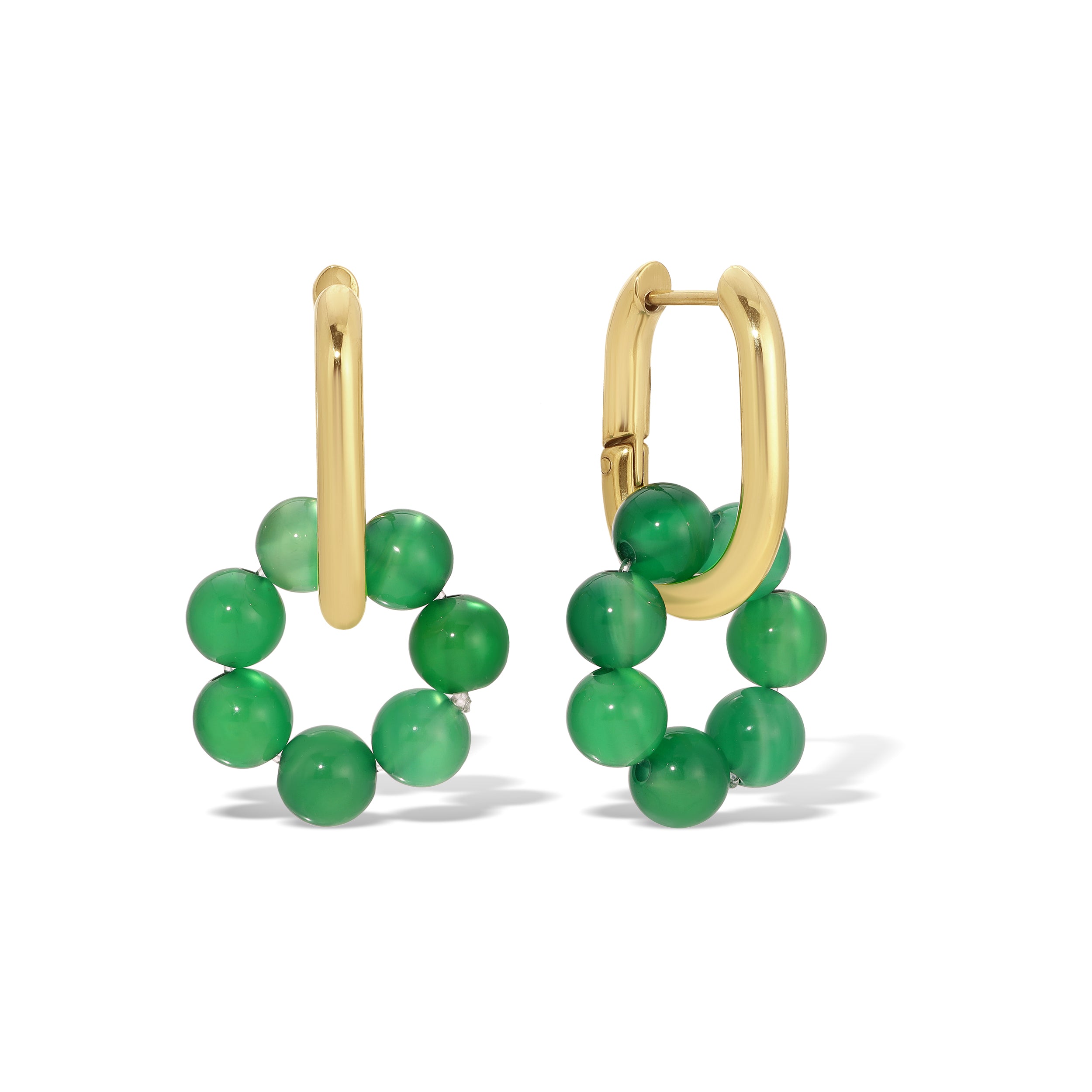 Bead Jade Hoops