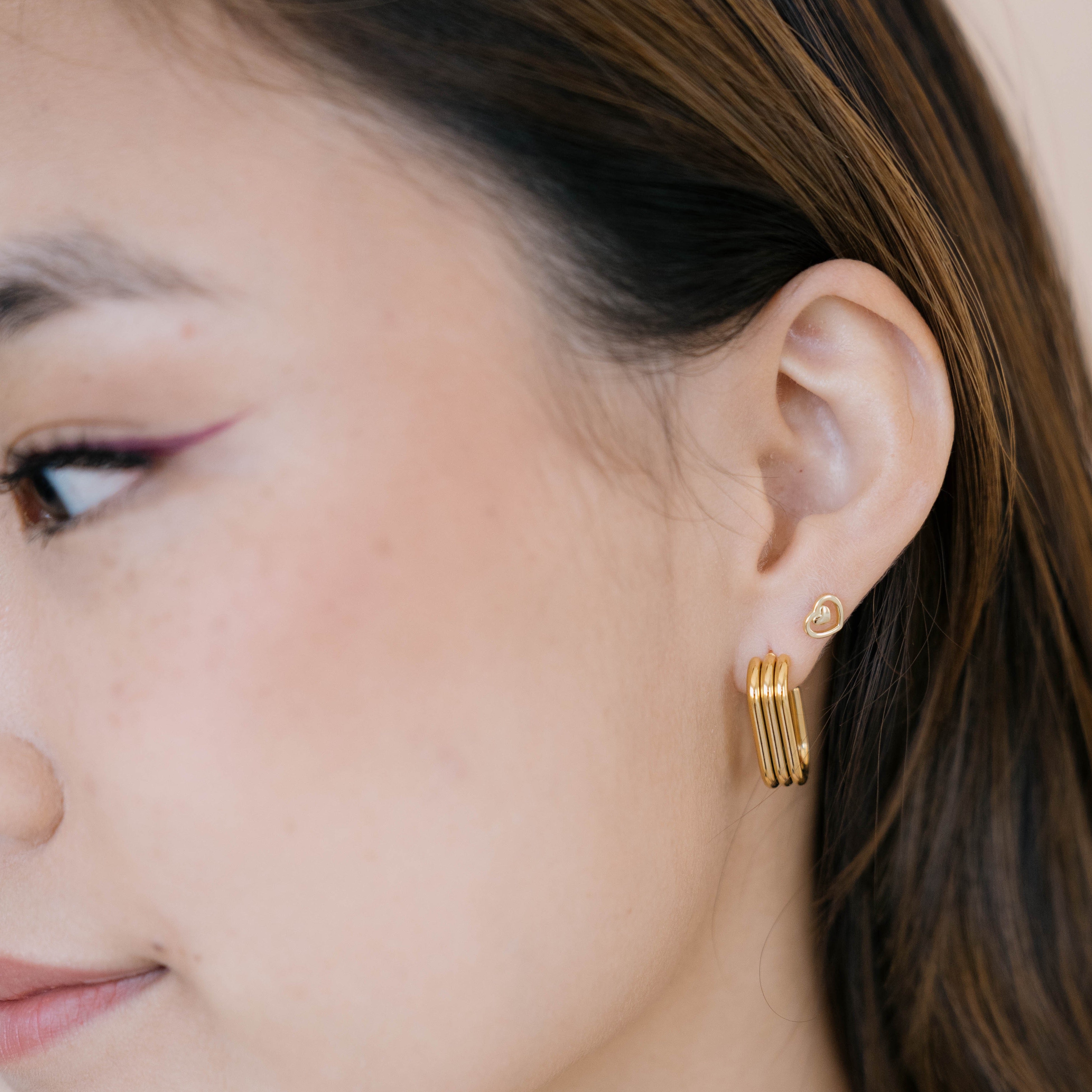 Stainless Steel 3 Row Stud Hoops