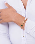 Stone and Pearl Thick Chain Bracelet