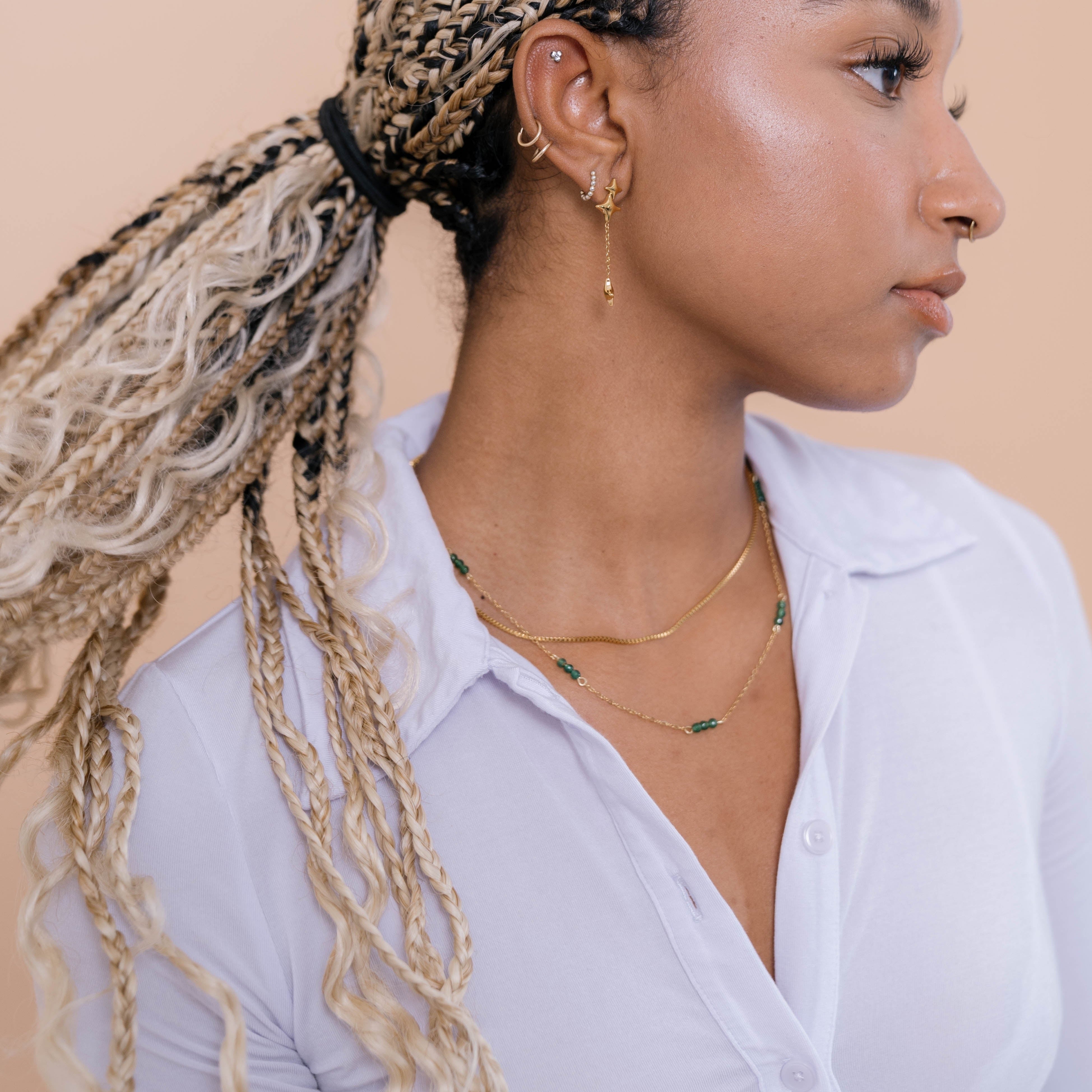 Synthetic Jade Double Chain Necklace