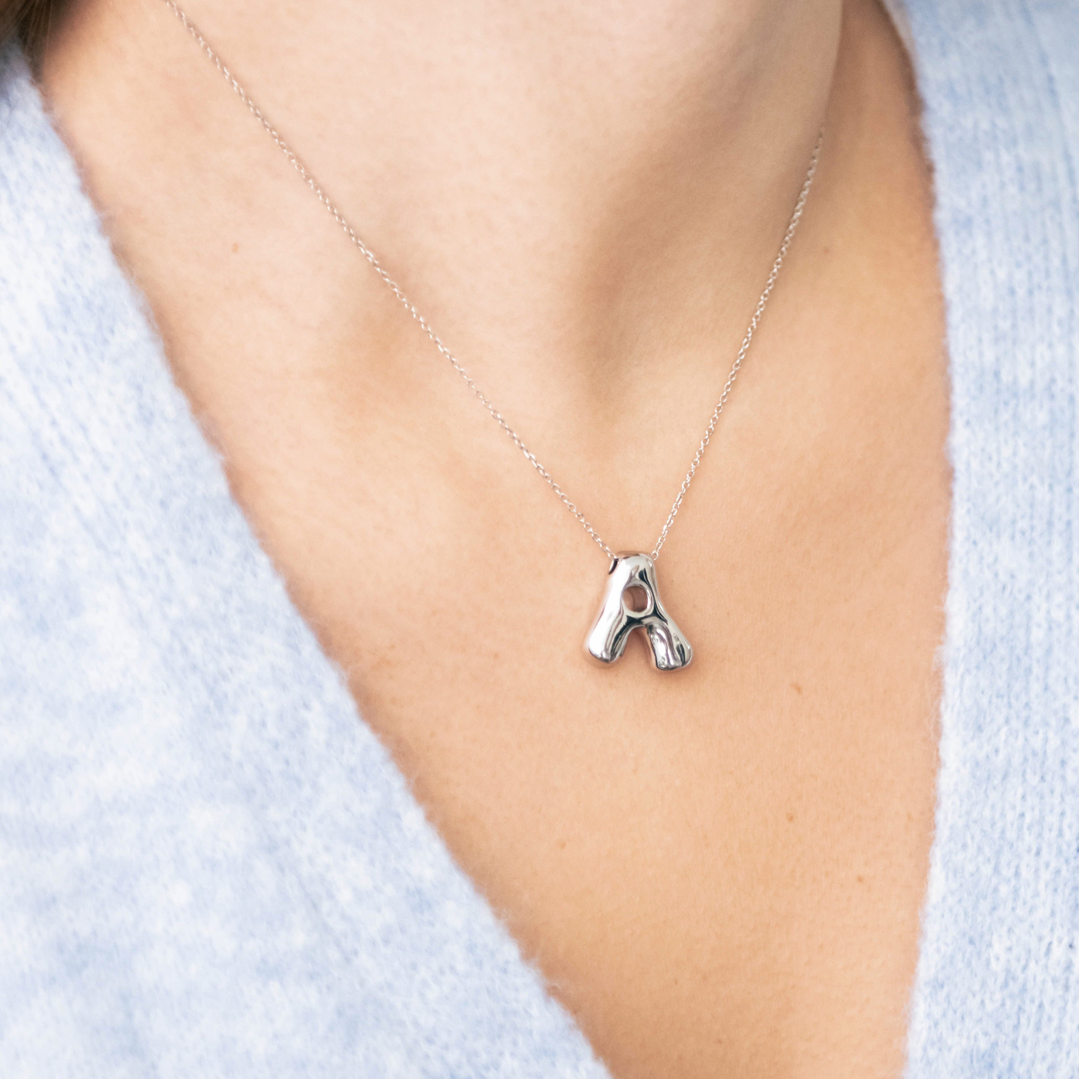 Medium Wavy Bubble Letter Necklace
