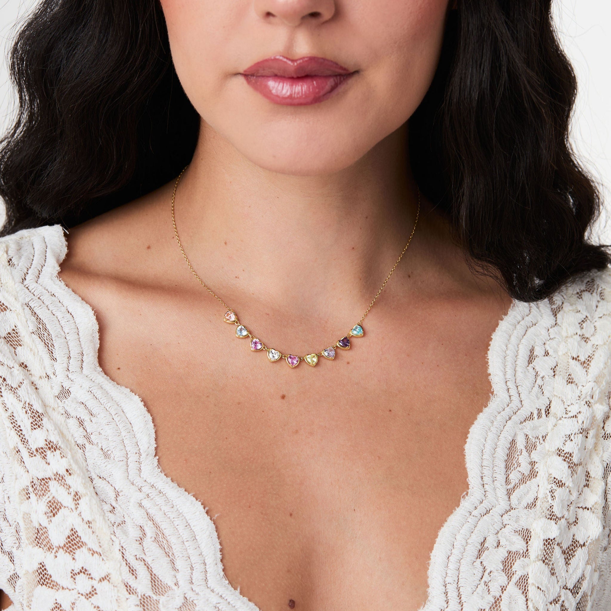 Baby Gem Heart Strand Necklace